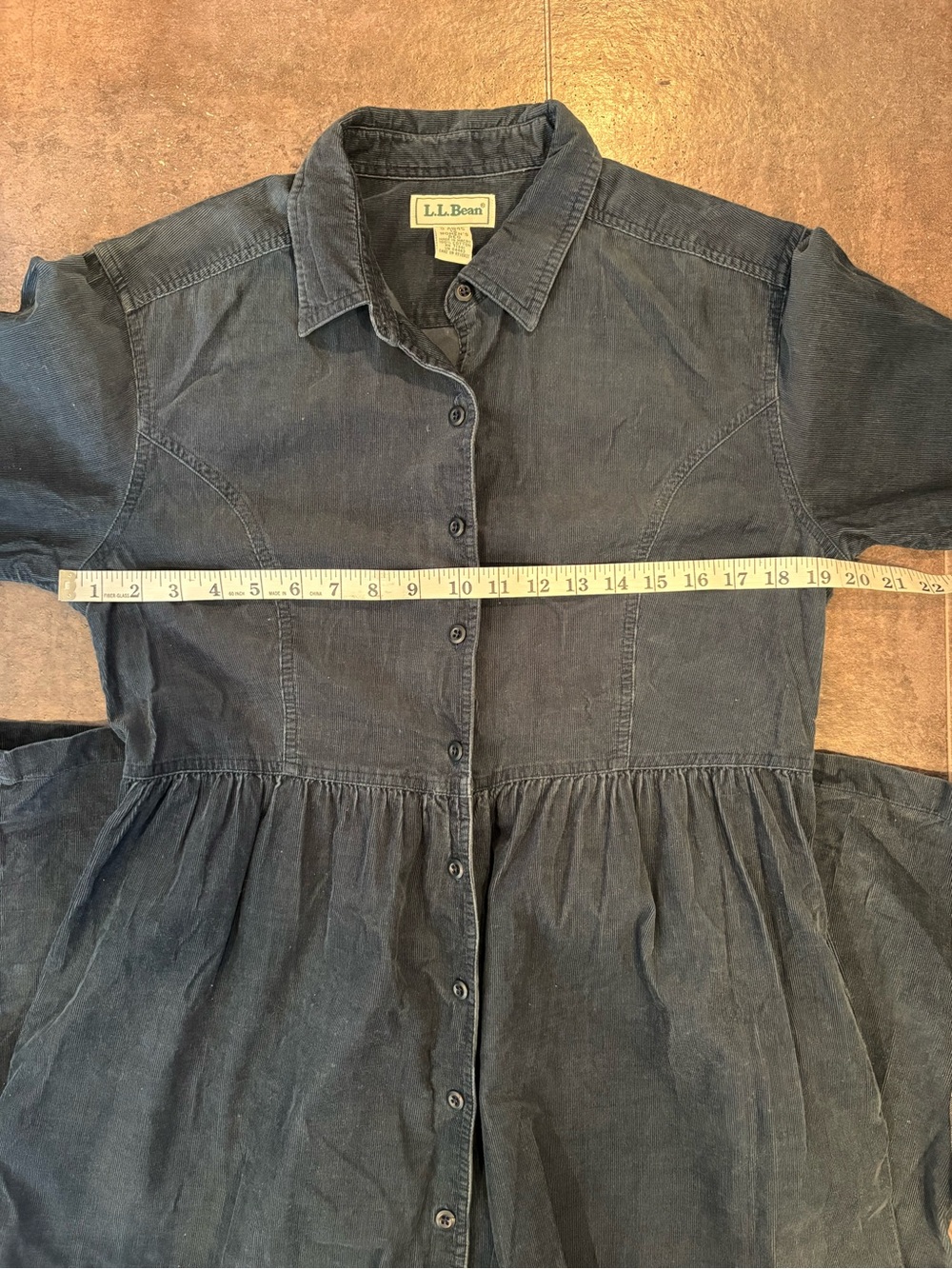 Vintage L.L. Bean Navy Blue Corduroy Shirt Dress Grandmacore Cottagecore Prairie - Picture 7 of 7